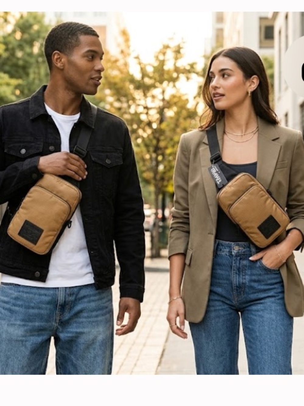 NWT True Religion Benny Crossbody Sling Bag Tan Men's Unisex